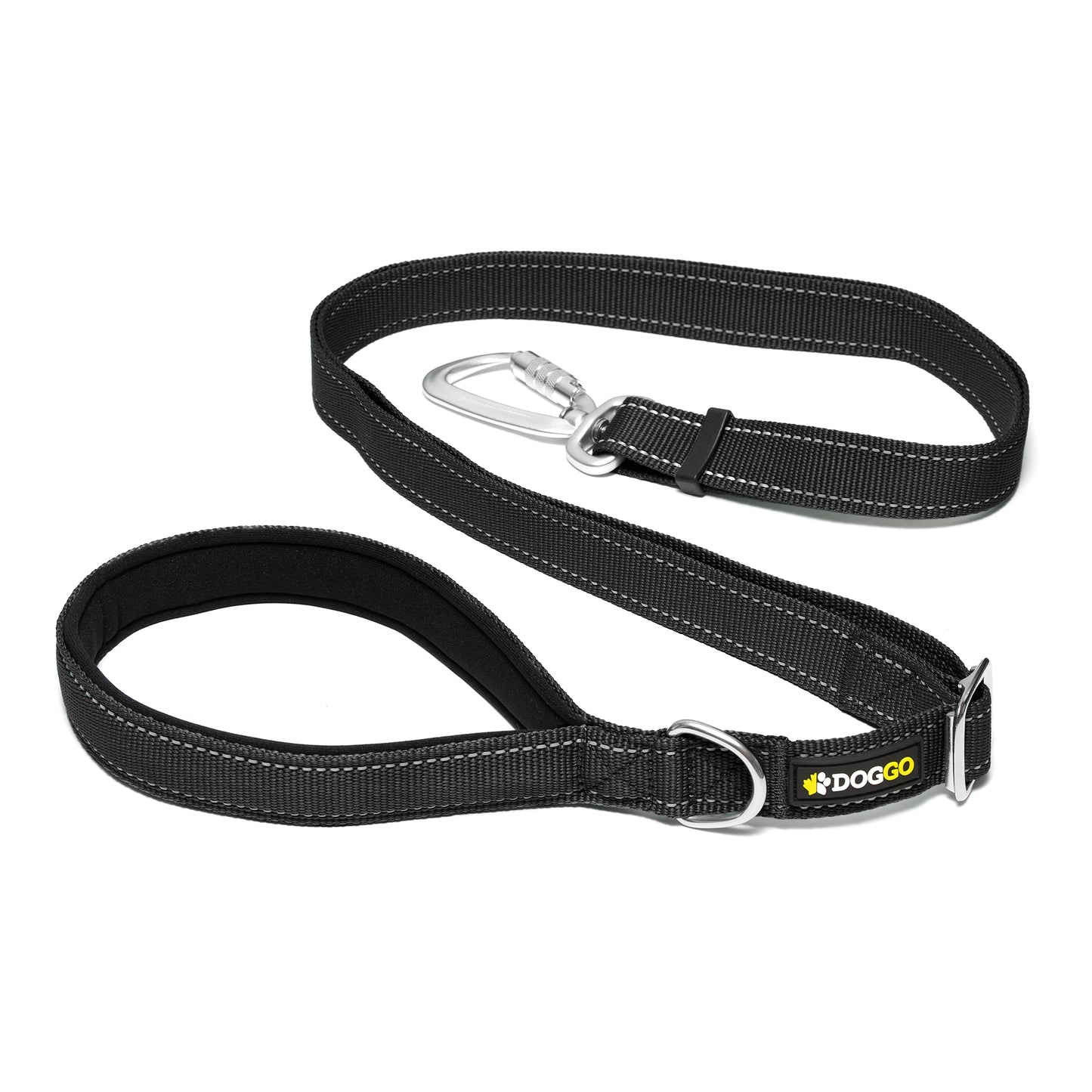 DogGo Adjustable Padded dog Leash in obsidian black. LSH-BLK-0424