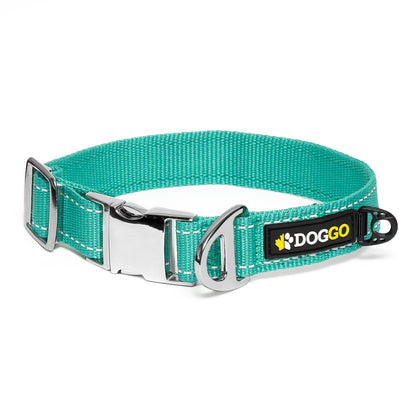 DogGo Reflective Everyday dog Collar in glacier teal. CLR-TEL-M-0424